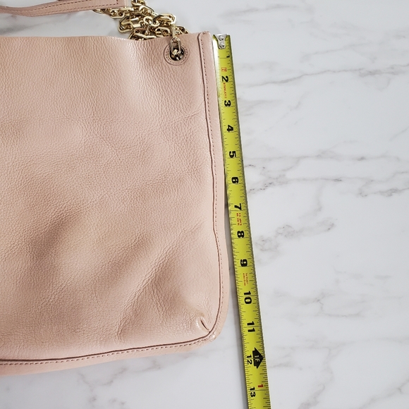 Tory Burch Britten Pink Pebbled Leather Chain Shoulder Bag Iconic Double T - Picture 16 of 16
